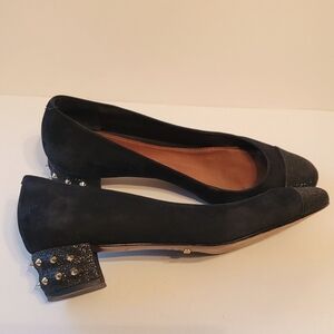 Schutz Suede Glitter Accents Pumps, Black, Size 9.5
